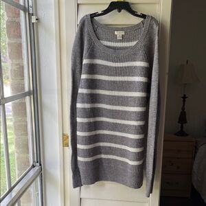 J. Crew Wool Blend Gray and White Striped Sweater Size XS